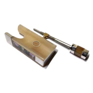 4/4 OX Horn Frosch mit Schraubknopf passend Geigenbogen Abalone voll gefüttert Silberteile - Bild 1 von 5