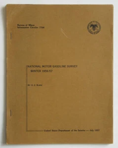 National Motor Gasoline Survey Winter 1956-57 Bureau of Mine Info Circular 7796 - Imagen 1 de 1
