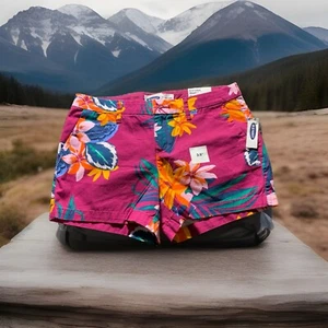 Old Navy Womens 6 SMALL Purple Floral Tropical Everyday Shorts 3.5” Inseam NWT - Picture 1 of 11