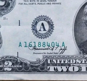 1976 $2 Dollar Bill Misaligned Overprint ERROR - Picture 1 of 4