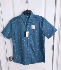 Sonoma Men’s Performance Short Sleeve Palm Tree Shirt Blue Size: Small - Picture 1 of 2