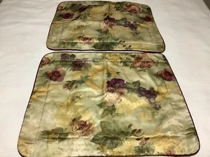 CROSCILL JACQUELINE ROSE PINK GREEN FLORAL (PAIR) STANDARD PILLOW SHAMS 21 X 27 - Picture 1 of 5