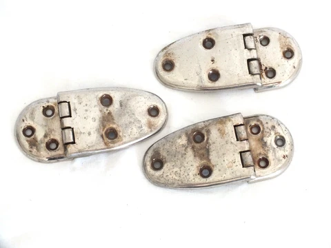 lot of 3 vintage offset chrome antique oval  ICEBOX HINGES 4.5" x 2" Cover