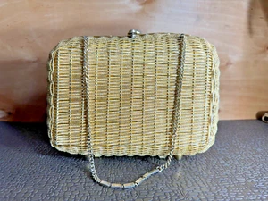 Britische Hongkong Gold Rattan Korb Handtasche Geldbeutel - Bild 1 von 9
