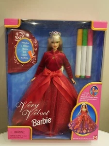 1998 Very Velvet Barbie Doll with stickers and color markers NEW - Picture 1 of 6