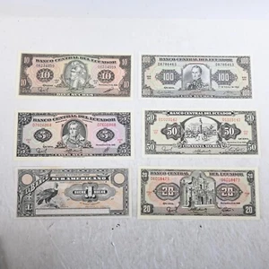 1988 Ecuador 1,5,10,20,50,100 Sucres 6 Piece lot (no324) - Picture 1 of 14