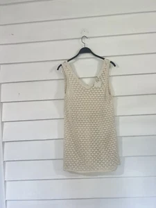 New ZARA Women Beige Knit Semi Sheer Short Sleeve Pullover Dress Size S Y357 - Picture 1 of 11