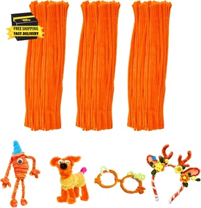 Orange Pipe Cleaners Crafts,Art Supplies,200Pcs Chenille Stem,Solid Color Pipe C - Picture 1 of 5