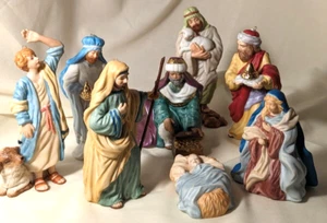 Set ornamenti segno distintivo vintage 1998-2000 Beata Natività 8 pezzi di porcellana pregiata - Foto 1 di 21