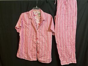 Women’s Adonna  2 pc Pajama Set Sleepwear XL Pink White Striped PRE-OWNED