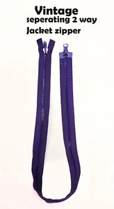 zipper jacket VINTAGE  Molded Plastic Heavy Duty 2-Way  PURPLE 30 inch - Picture 1 of 1