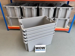 Plastic Crates Storage distribution Bins Boxes stack & nest totes garage euro - Picture 1 of 8