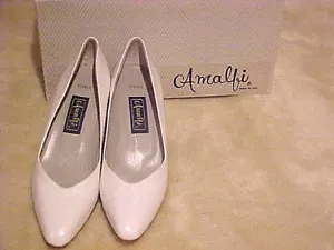 LADY'S LEATHER PUMP DRESS PUMP AMALFI VIVALE WHITE TOSCA CALF SIZE 8.5 AA - Picture 1 of 6