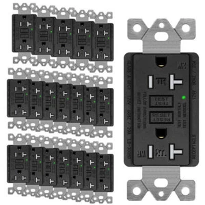 20× GFCI Outlet 15Amp GFI Receptacle Tamper-Resistant WR TR Electric Plugs Black - Picture 1 of 12