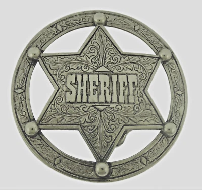 Insignias de Sheriff Hebillas de Cinturón para Hombres Oficial de Policía de Paz Occidental Metal Gris Cepillado Foto 1 de 4