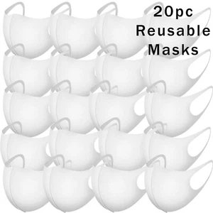 20 pcs White Washable & Reusable Face Covering Masks US Seller Free Shipping - Picture 1 of 5