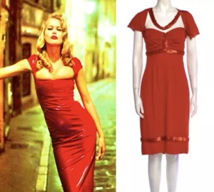 Chanel Vintage 2007 Red Sequin Necklace Party Dress 38 40 42 6 8 10 Vtg S M - Picture 1 of 24