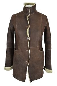 MASSIMO DUTTI Brown Leather Coat size XL Girls Shearling 146-158Cm 11-12 Years