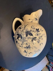 Big 12" PITCHER BLUE FLOWERS Antique EMERY Carnesbill ENGLAND Antique - Picture 1 of 10