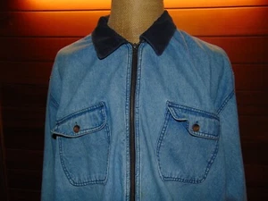 Vintage Dungarees High Sierra Men's XL Denim Chore Jacket Shirt Corduroy Collar - Picture 1 of 7