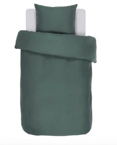 Juego de ropa de cama ESSENZA Minte satén 2 piezas 135x200, 80x80 en verde y antracita - Imagen 1 de 11