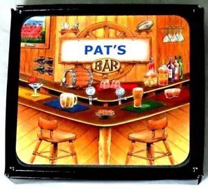 PAT'S BAR NAME SET OF 6 CORK BACKED COASTERS - Picture 1 of 1
