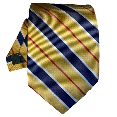 Corbata J Crew Diagonal Azul Marino Amarillo Rojo Hecha en EE. UU. 100% Seda Elegante Foto 1 de 4