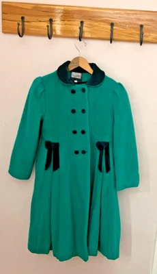 Vestido Chaquetón Vintage Rothschild Verde Columpio Mezcla Lana Hecho en EE. UU. - Talla 10 Foto 1 de 4