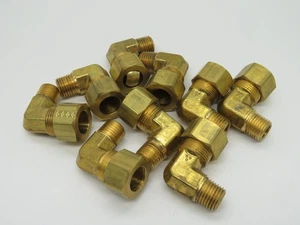 Generic Brass Compression Elbow Fitting 1/2" Tube x 1/4" Male NPT Lot of 9 NOP - Picture 1 of 2