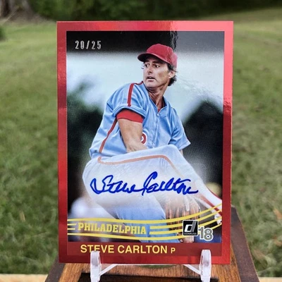 2018 Panini Donruss Retro 1984 Signatures Red /25 Steve Carlton #84S-SC Auto HOF - Image 1 of 2