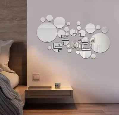 26 Piece Circle Set Mirror Tile Wall Stickers / Wall Art / Creative Home Decor - Image 1 of 4