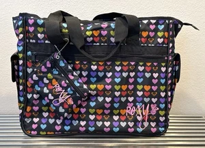 Roxy Quicksilver Y2K Rainbow Hearts Travel Shoulder Tote and Matching Pouch - Picture 1 of 17