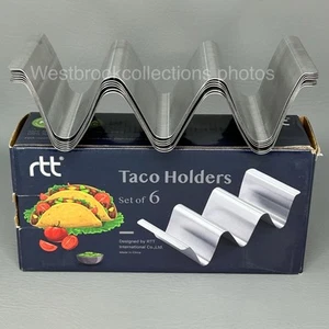 RTT Stainless Steel TACO Holder Stand Set of 6 Oven Grill Dishwasher Safe - Picture 1 of 6