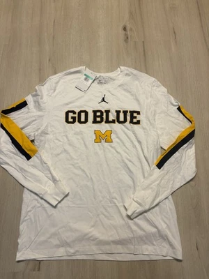 Jordan Michigan Go Blue Long Sleeve T-Shirt White Mens XL - Image 1 of 3