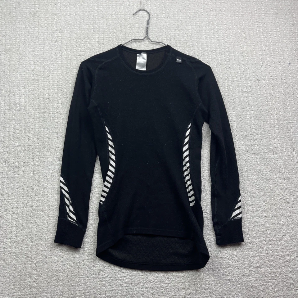 Helly Hansen Top Wool Blend Crew neck Base Layer Black Wom Sz M Ski Hike Outdoor - Image 1 of 4