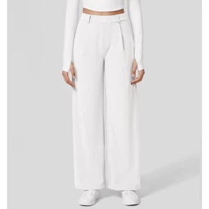 Pantalones Halara Mujer Flexibles Cintura Alta Bolsillo Trabajo Pierna Ancha Talla XL Blancos - Imagen 1 de 8