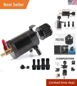 Compact Baffled Oil Catch Can with Breather Filter & Easy Drain Valve - 150ml - Foto 1 di 9