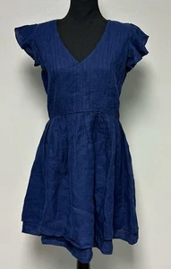 Abito donna VINEYARD VINES lino pintuck blu navy taglia small reg $178 - Foto 1 di 10