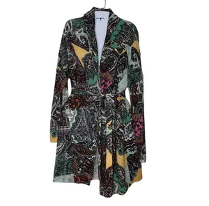 Sundance Impressions Cardigan Size M Multicolored Paisley Belted Linen-Cotton - Picture 1 of 13