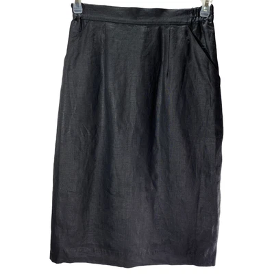Twee Lillie Rubin Exclusive Womens S Old Money Linen Black Pencil Academia skirt Foto 1 de 4