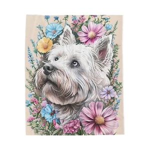 Velveteen Plush Blanket, West Highland Terrier design for Dog Lovers, Cozy Home - Picture 1 of 5