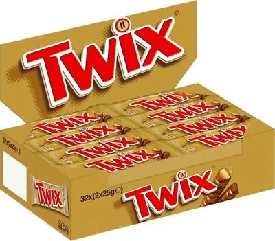 Twix Schokoriegel Keks Karamell Snack Auftstellerbox 32 Doppelriegel 64 x 25 g - Bild 1 von 4