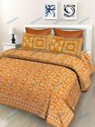 Indian Floral 100% Cotton Double Bed Sheet With 2 Pillow Covers,Golden Yellow sk