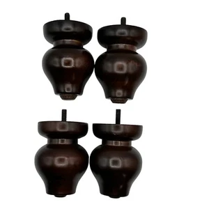 Muebles de madera convertidos pies de pan marrón oscuro borgoña 3 7/8" de alto conjunto de 4 - Imagen 1 de 13