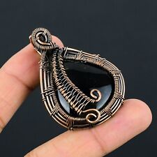 Black onyx Gemstone Copper Wire Wrap Handmade Dainty Pendant Jewelry For Gift