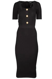 BALMAIN BLACK KNIT MIDI DRESS FR 34 UK 6 - Picture 1 of 4