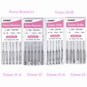 Dental Endodontic Root Canal Peeso Reamer GATES DRILLS Stainless Steel 32mm #1-6 - Picture 1 of 10