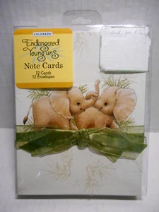 12 Vintage Ruth Morehead ENDANGERED YOUNG'UNS Notecards BABY ELEPHANTS Colorbok - Picture 1 of 4