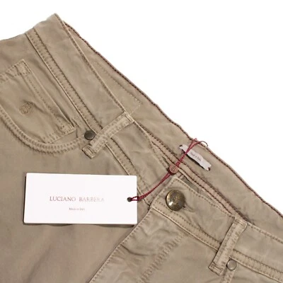 Pantalones Luciano Barbera NWD Mezcla de Algodón 5 Bolsillos Corte Jean Talla 50 (34 EE. UU.) Beige Foto 1 de 4