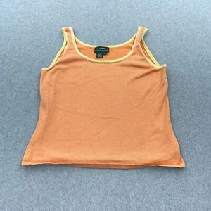 Vintage Lauren Ralph Lauren Tank Shirt Womens Large Silk Orange Yellow READ - Picture 1 of 9